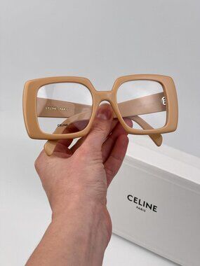 Celine CL50121I 057 Women’s Eyeglasses – Beige Square NEW AUTHENTIC